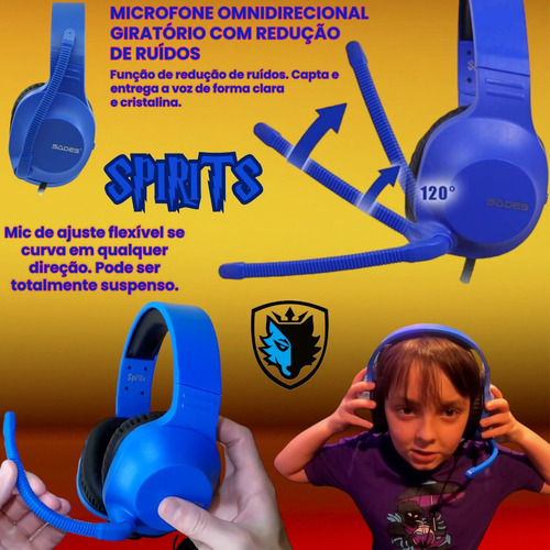 Auriculares para videojuegos Sades Xbox Ps4 VR Cell Nintendo Switch Spirits, azules