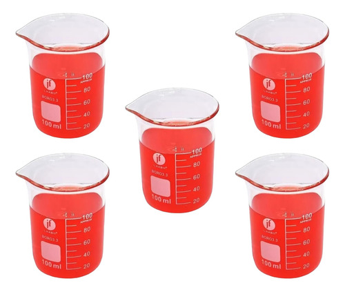 Vaso Precipitado De Vidrio 100ml 5 Piezas Jf Lhabo