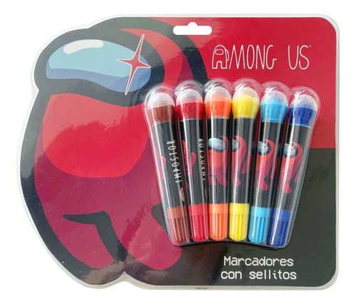 Marcadores Con Sellos Blow Pen Among Us 6 Colores!