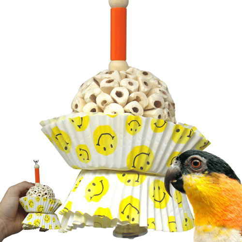 Bonka Bird Toys S Smiley Cup Cake Foraging Loro Jaula Cocka.