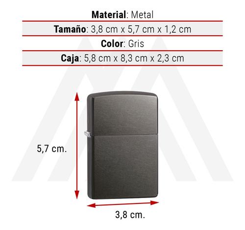 Imagen 7 de 10 de Encendedor Zippo Lighter Classic Grey Dusk Gris