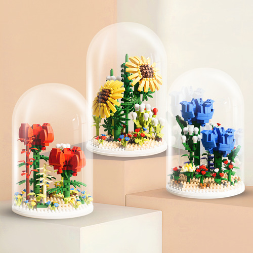 868 Pcs Bloques De Construcción De Bonsái Flores De Plantas Rosa Azul