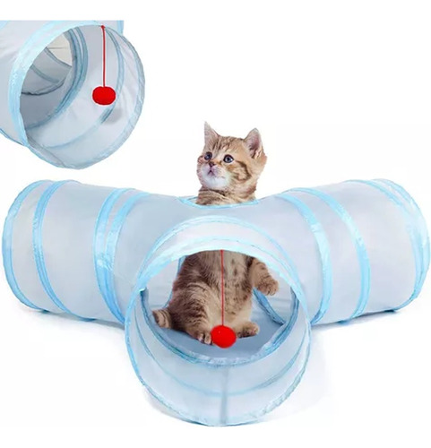 Tunel Triple Plegable Juguete Interactivo Para Gatos Mascota