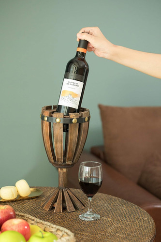 Copa De Vino De Madera En Forma De Vendimia Decorativa Sola