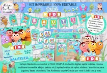 Comprar Kit Imprimible Candy Bar Bichi Kids Celeste 100% Editable