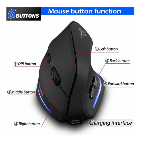 A Mouse Vertical Ergonômico Recarregável F-35 Sem Fio