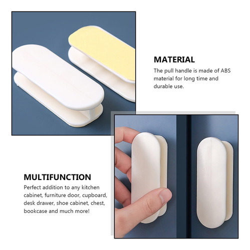 Práctico Pomo De Puerta Con Mango Autoadhesivo, 6 Unidades,