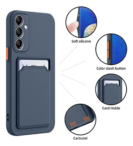 Funda Para Galaxy A14 5g Azul Oscuro Piel Sintetica