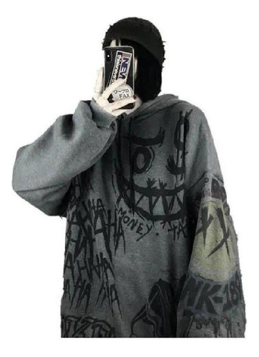 Sudadera Marea Graffiti Printing Plus Terciopelo Moda Corean