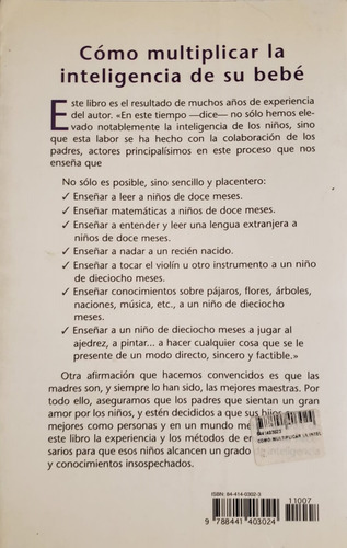 Cómo Multiplicar Inteligencia De Su Bebé Glenn Y Janet Doman (Usado)