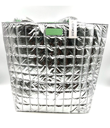 Bolso De Hombro Clinique Para Compras De Maquillaje Plateado