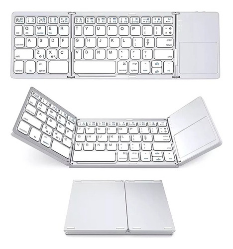 Teclado Plegable Touchpad Inalambrico Bluetooth Portatil Plateado Inglés Internacional