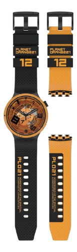 Reloj Unisex Swatch Oops! Sb01b127 Negro Negro Naranjo