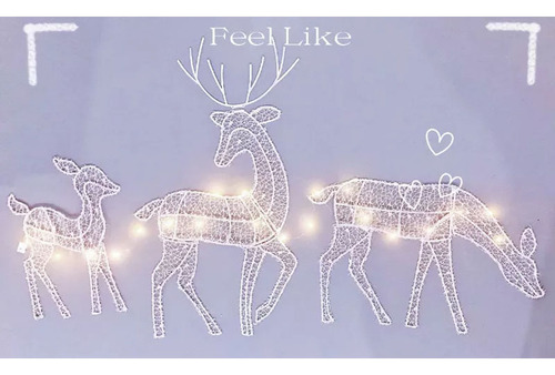 Juego De 3 Piezas De Alces Decorativos Para Jardín Navideñoy