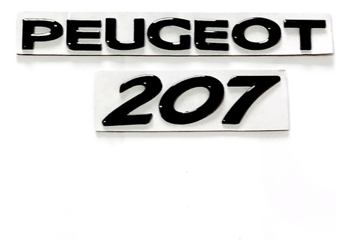 Kit Emblemas Insignias Pegueot 207 Moderno Negro Black Piano
