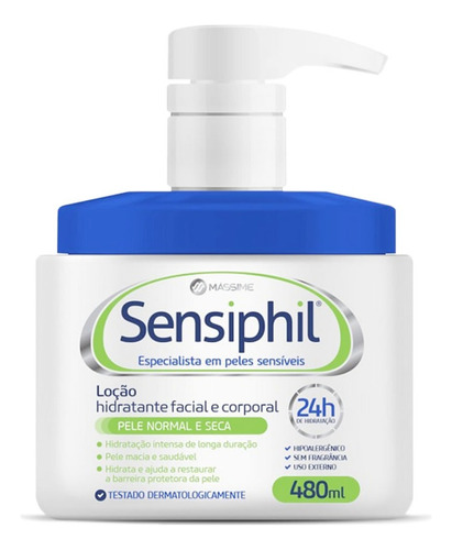  Sensiphil Loção Hidratante Facial E Corporal 480ml- Massime