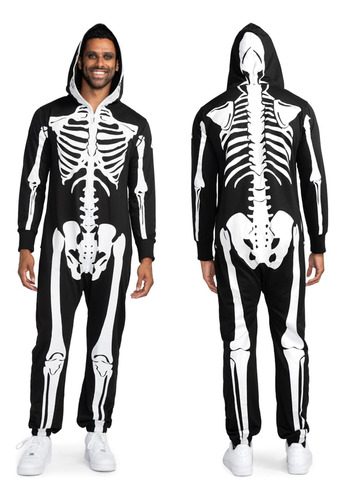 Disfraz De Esqueleto Para Adulto/talla Xxl/negro..