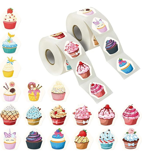 600 Calcomanias Para Cupcakes Pulgadas Adorables Calcomanias