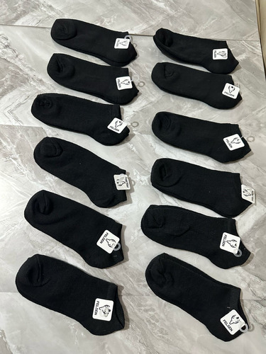 Tines Lisos Algodón 100% 12 Pares Agua Negro Unitalla