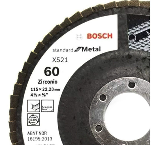 Imagem 2 de 3 de Disco Flap Santard Para Metal 4.1/2 Grão 60 Bosch 2608619289