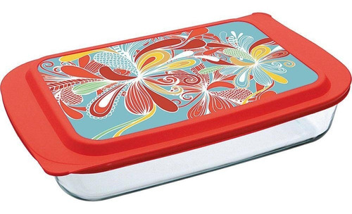 Asadera Vidrio Rectangular Marinex Con Tapa 3700 Ml