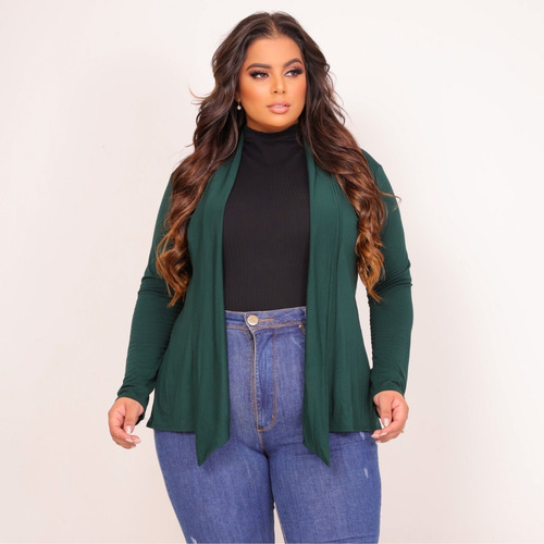 Casaquinho Cardigan Feminino Plus Size Em Malha 