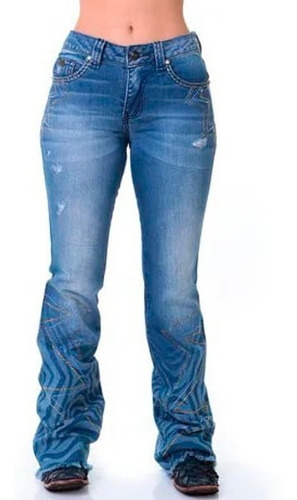 Calça Country Feminina Zenz Western Jeans Falcon