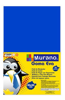 Goma Eva   Color  Azul  10 Laminas      20x30  Cm Murano