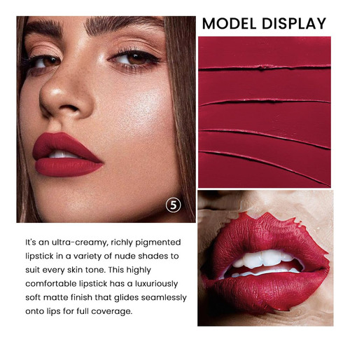Juego De 3 Lápices Labiales Mate Rojo Rubí Resistente Al Agu