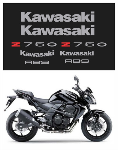 Kit Adesivo Emblema Kawasaki Z 750 Z750 2010 Preta
