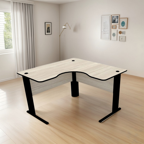 Mesa Em L P/ Escritório 120x120 Pandin Maxxi - Nogueira/pt Nogueira/preto