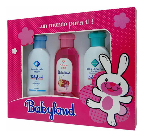 Estuche Simple Babyland Rosa Shampoo, Colonia Y Emulsionado.