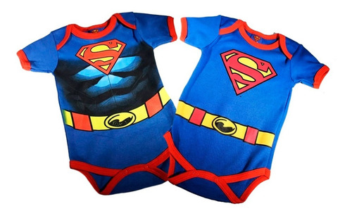 Imagen 2 de 10 de Pañalero Bebé Ropa Dc Comics Superman Musculos Set 2 Piezas