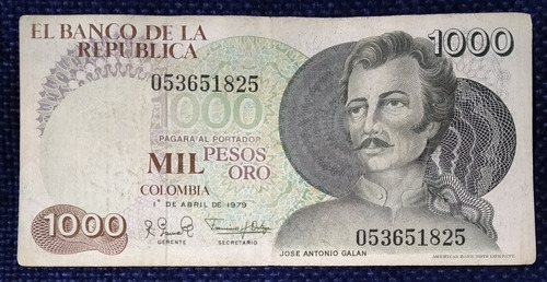 Billete De 1000 Peso Año 1979, Única Fecha, Estado 7.5