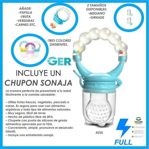 Imagen 3 de 5 de Chupón Sonaja Bebes Fruta, Alimentos Papilla Con Su Seguro.