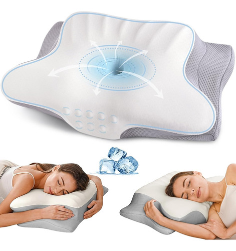 Almohada Cervical Para El Cuello Ergonómicas Viscoelástica Gris Claro