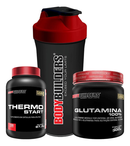 Kit Thermo Start + Glutamina + Coqueteleira - Bodybuilders
