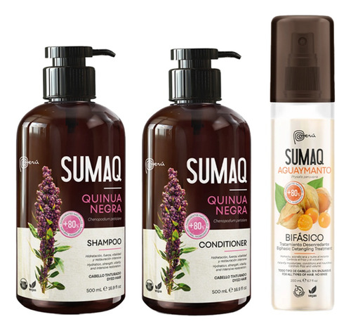 Shampoo Y Acondicionador Quinua Negra + Bifásico Aguaymanto