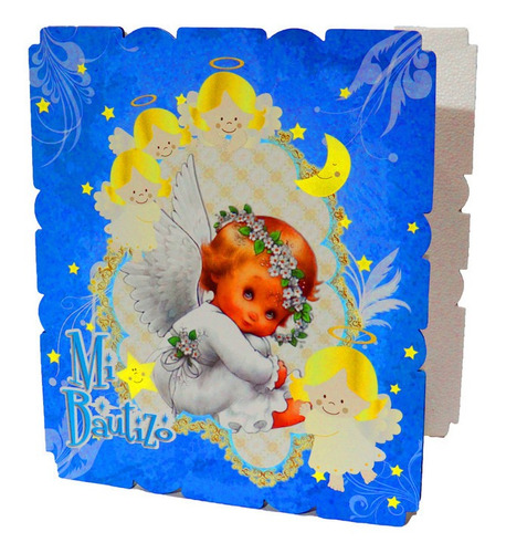 Piñata De Bautizo Azul Niño Angel Infantil Fiesta Arlequín