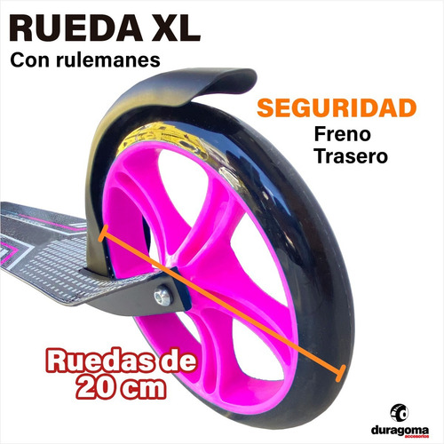 Monopatín Plegable Aluminio Reforzado Rueda Grande Sporting