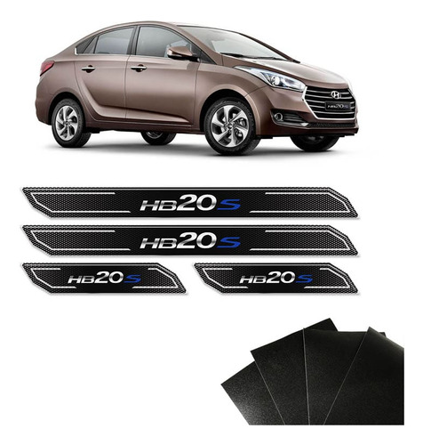 Kit Soleira Diamante Hb20s Sedan 2014/19 E Protetor De Porta