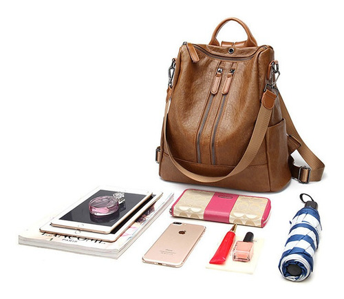 Imagen 9 de 9 de Morral De Viaje De Cuero De Moda Para Mujer