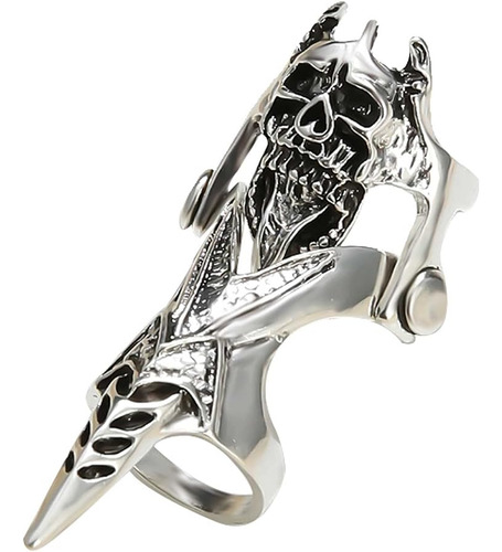 Rock Skull Knuckle Joint Anillo Doble Bucle Gotico Ajustable