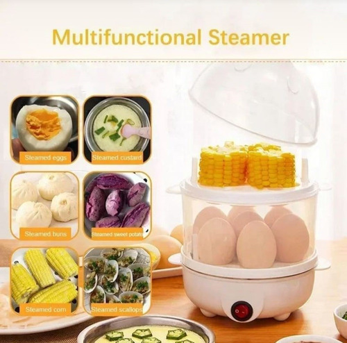 Hervidor Vaporera Para 14 Huevos Multifuncional 2 Niveles Blanco 50 Hz/60 Hz