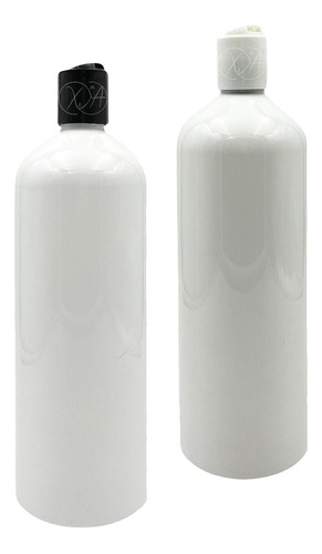 Botellas Envases Blancos Pet 1 Litro Tapa Disco Negra X 12