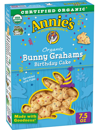 Annie's Organic Birthday Cake Bunny Graham Snacks, Caja De 7