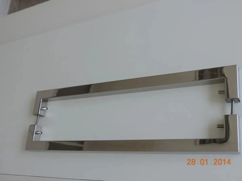 Imagem 10 de 10 de Maçaneta Para Pé Porta Pise E Puxe + Puxador Duplo Fixo Aço