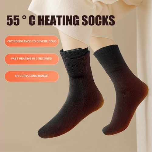 Calcetines Térmicos Eléctricos Usb Recargables Para Invierno Negro Diseño De La Tela Talle