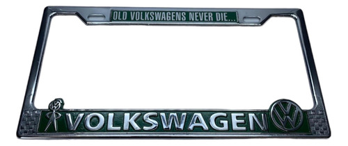 Porta Placa Línea Volkswagen Metálico Verde Calidad 1 Pieza