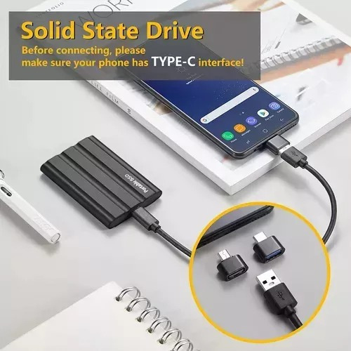 Externo Disco Duro Ssd 2tb 2000gb Sólido Mini Portátil Negro
